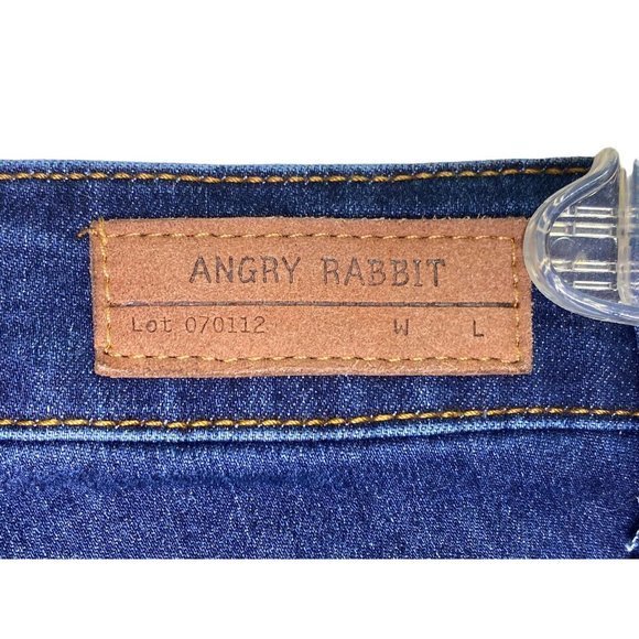 Angry Rabbit High Waist 70s blue Denim Flare Bellbottom Jeans Size 26/3 - Picture 2 of 9
